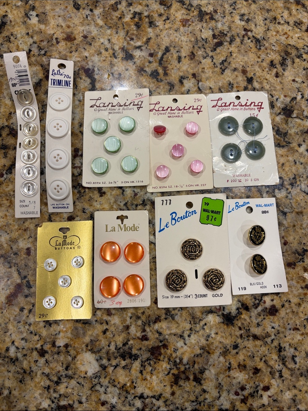 Vintage New Old Stock Assorted Button Card Lot - Multi Color